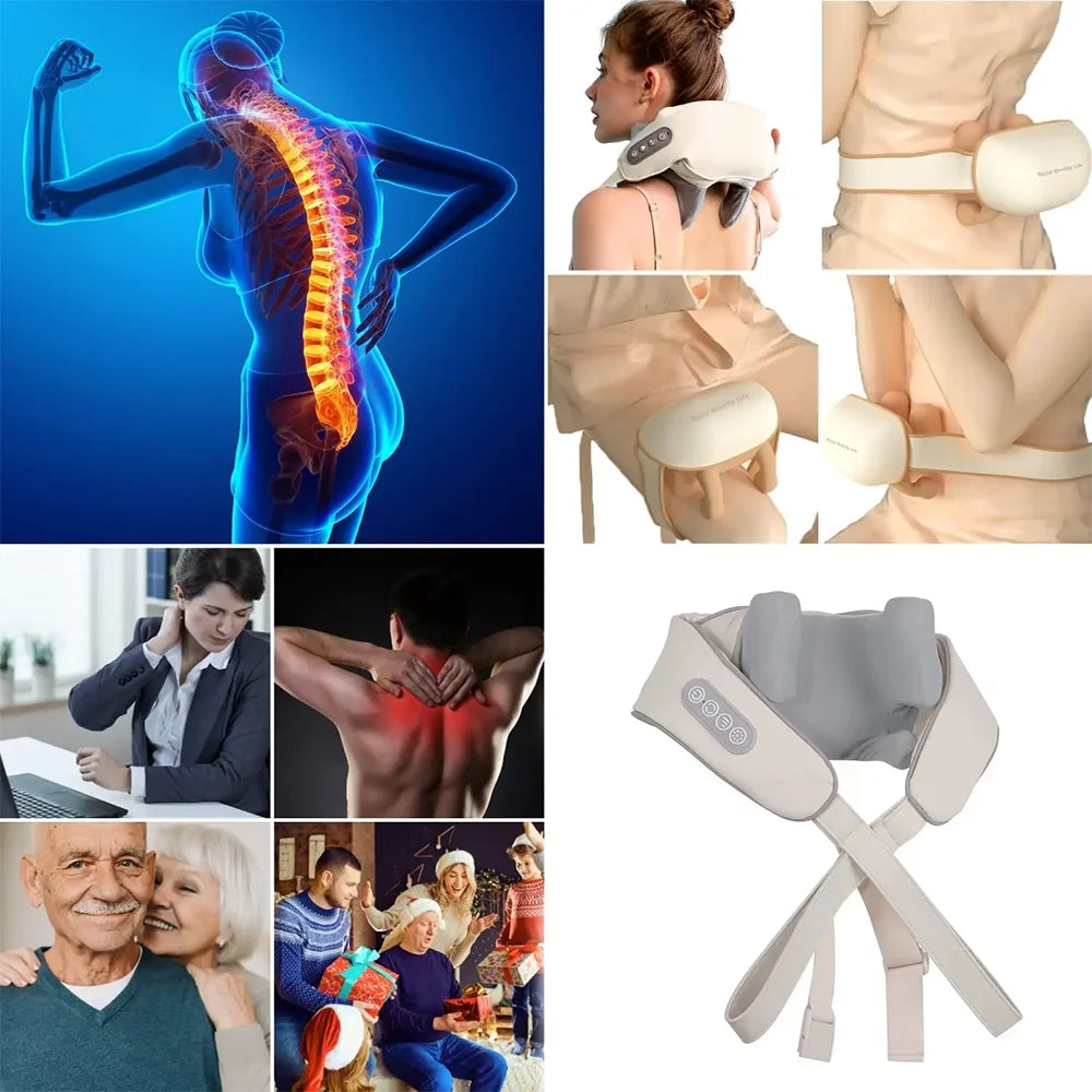 Aparat de Masaj pentru Gât și Umeri- Dispozitiv pentru Relaxarea Mușchilor Trapezi & Ameliorarea Durerii