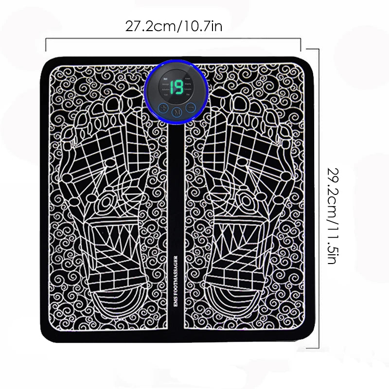 Pad de Masaj pentru Picioare – Aparat Portabil cu 8 Moduri, 19 Niveluri de Intensitate, USB, Relaxare & Tonifiere