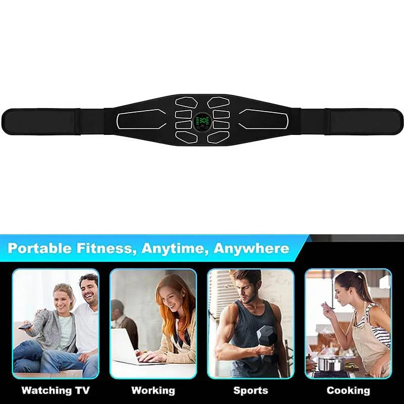120cm Abdominal Massager Waist Belt - Fitness Equipment for Muscle Toning, Abdominal Training, 10 Modes, 30 Intensity Levels