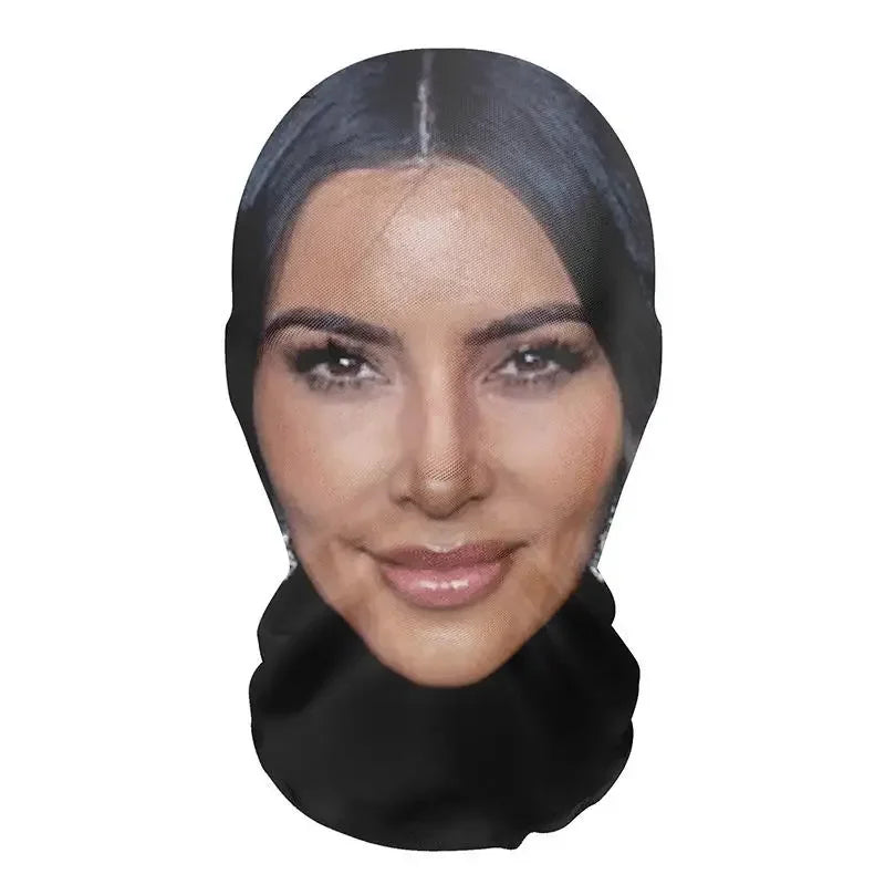 Mască Kanye imprimată 3D - Mască completă cu plasă elastică pentru cosplay, jocuri de rol și moda hip hop