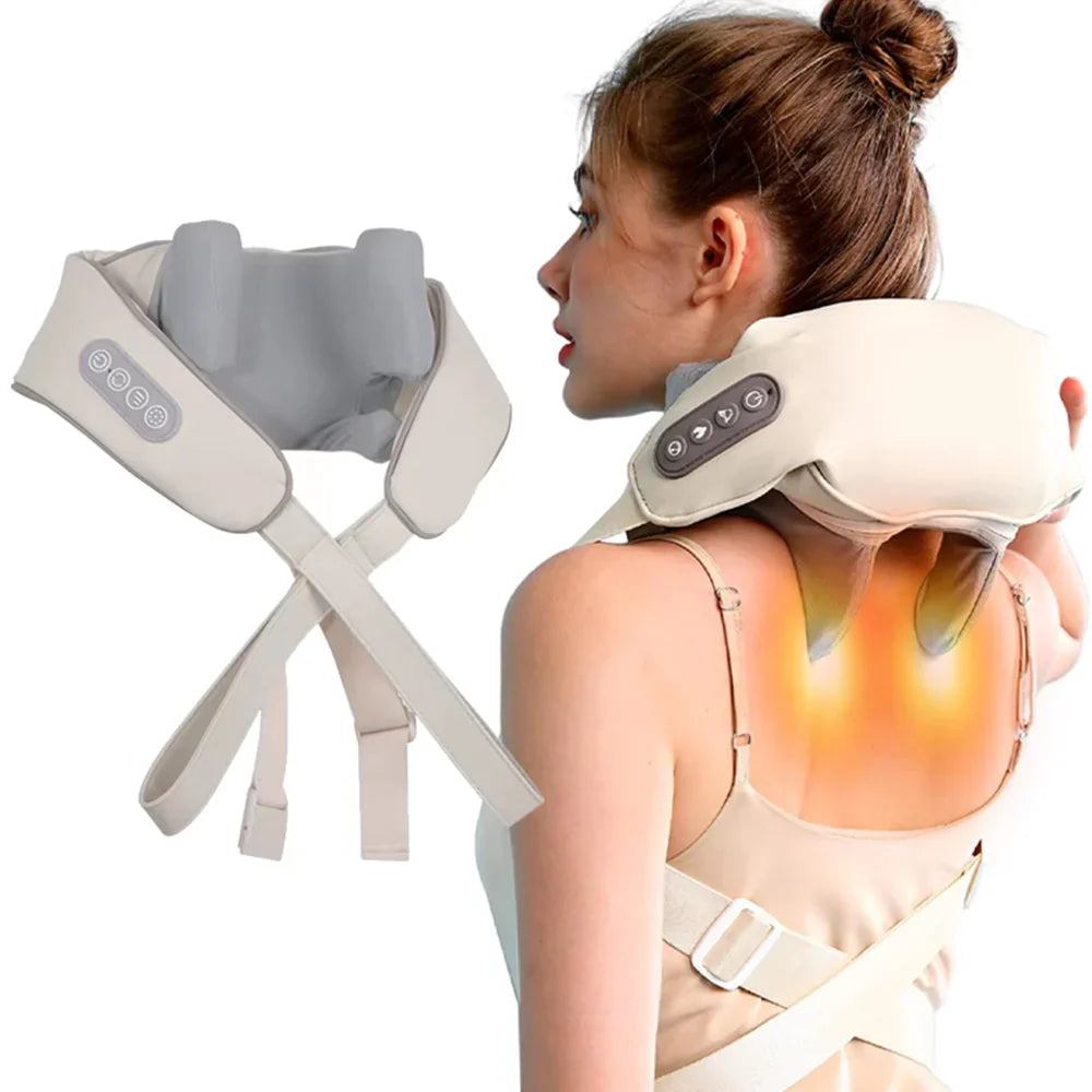 Neck & Shoulder Massager: Deep Tissue Shiatsu Back Massager with Kneading and Squeeze Functions for Trapezius Muscle Relief