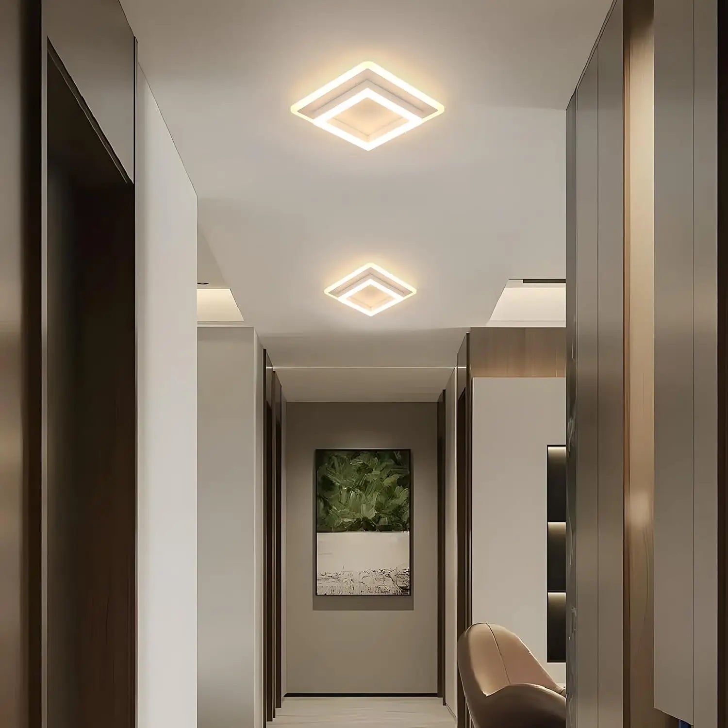 Square LED Ceiling Light, 24W, White Light, for Bedroom, Kitchen or Office