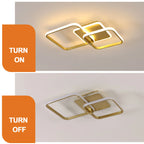 Square LED Ceiling Light Fixture, 40W, Warm Light 3000K, Modern Design, Gold