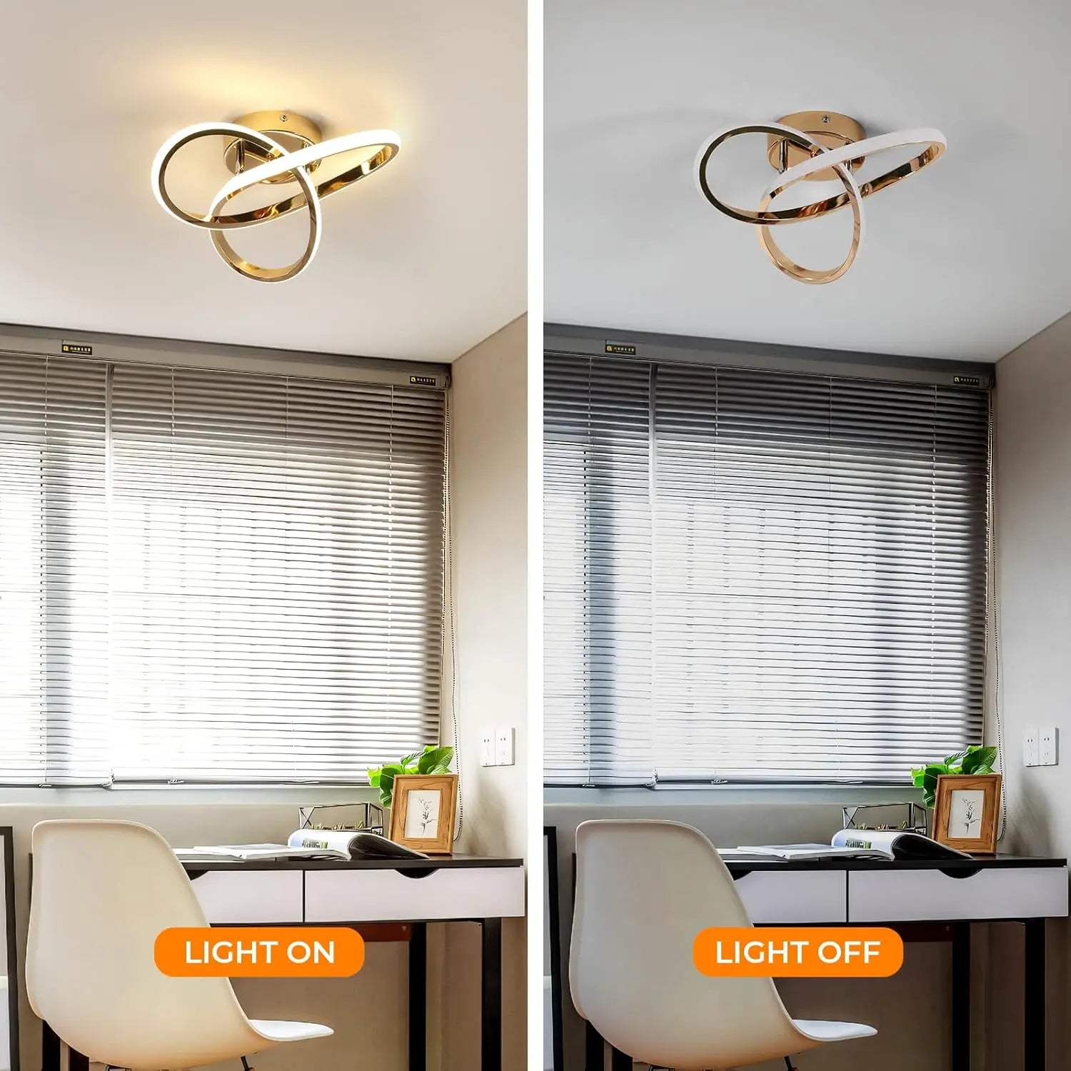 LED Ceiling Light with Curved Design, Warm, Neutral or Cool Light, 220V