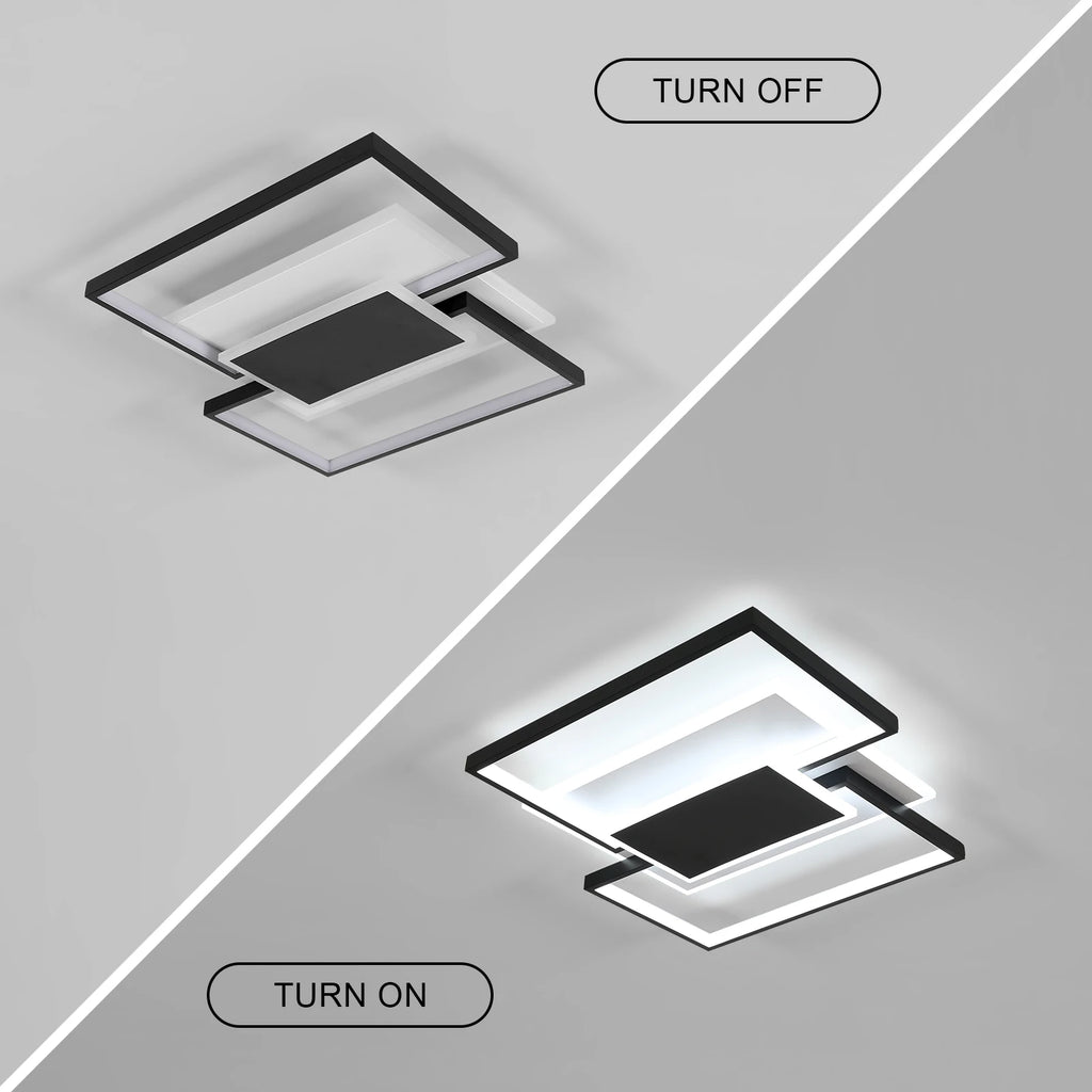Plafonieră  LED modernă, montare încastrată cu 2 stele, 54W, reglabilă, cu telecomandă