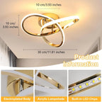 LED Ceiling Light 30W Flower Shape, Gold Ceiling Lamp 3000K Warm Light