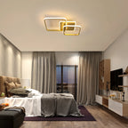 Square LED Ceiling Light Fixture, 40W, Warm Light 3000K, Modern Design, Gold
