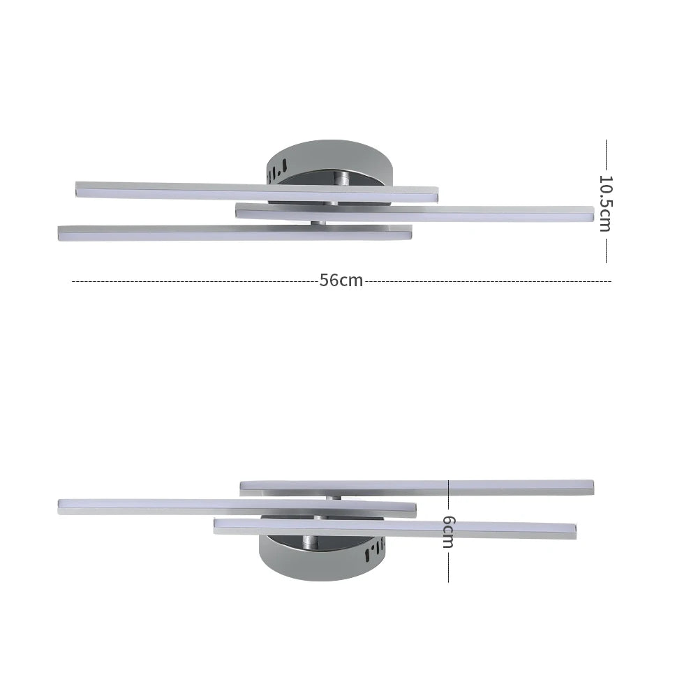 LED Ceiling Light 18W, Modern Silver Acrylic Aluminum, 6500K (Cool White)