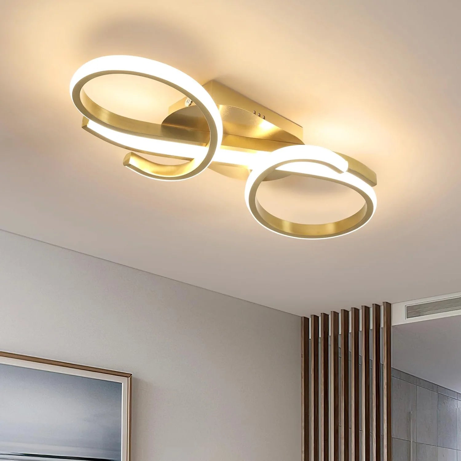Golden Chandelier Ceiling Light, 3000K Warm White