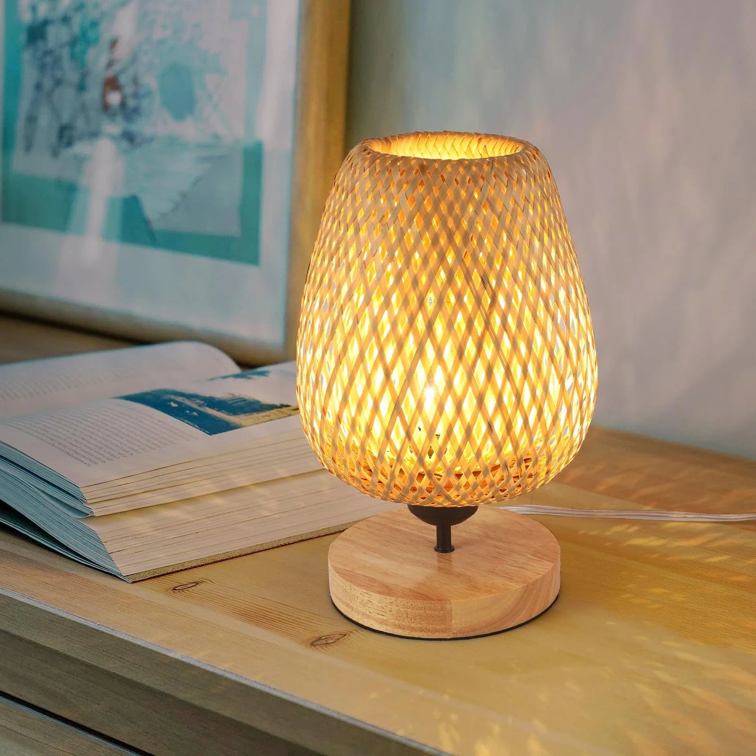 Modern LED Table Lamp, Bedside Lamp with Cable Switch, E27, No Bulb, Vintage Style