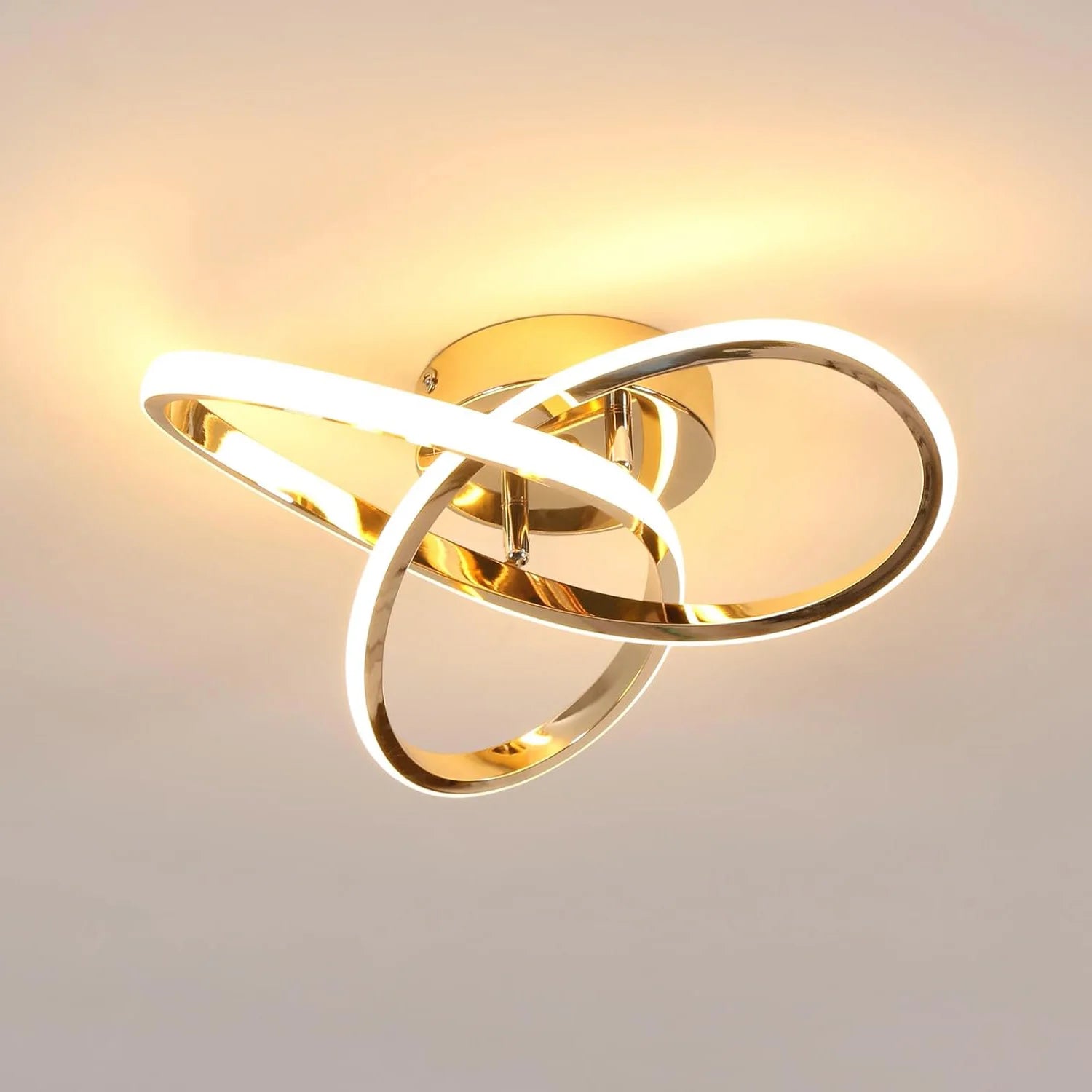 LED Ceiling Light 30W Flower Shape, Gold Ceiling Lamp 3000K Warm Light