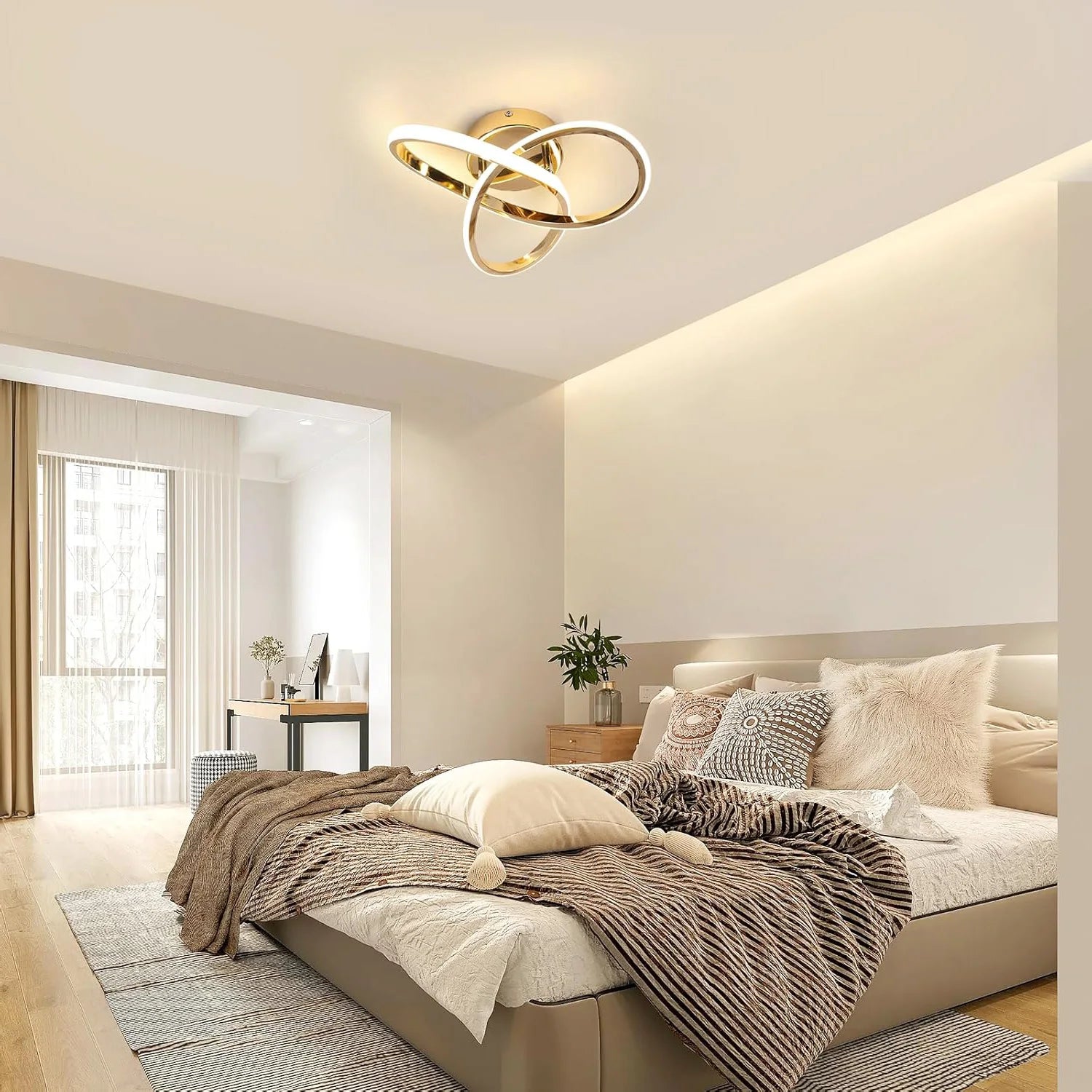 LED Ceiling Light with Curved Design, Warm, Neutral or Cool Light, 220V