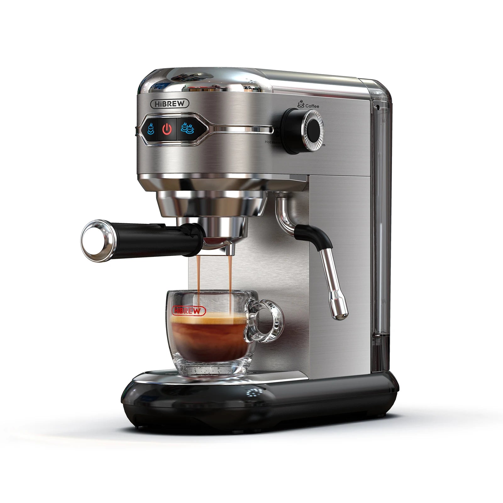HiBREW 20 Bar Semi-Automatic Espresso Machine - Stainless Steel Coffee Maker for Espresso, Ground Coffee, and ESE Pods, Model H11 SR