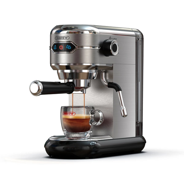 Espressor Semi-automat HiBREW 20 Bar - Aparat de Cafea din Oțel Inoxidabil pentru Espresso, Cafea Măcinată și Capsule ESE, Model H11 SR