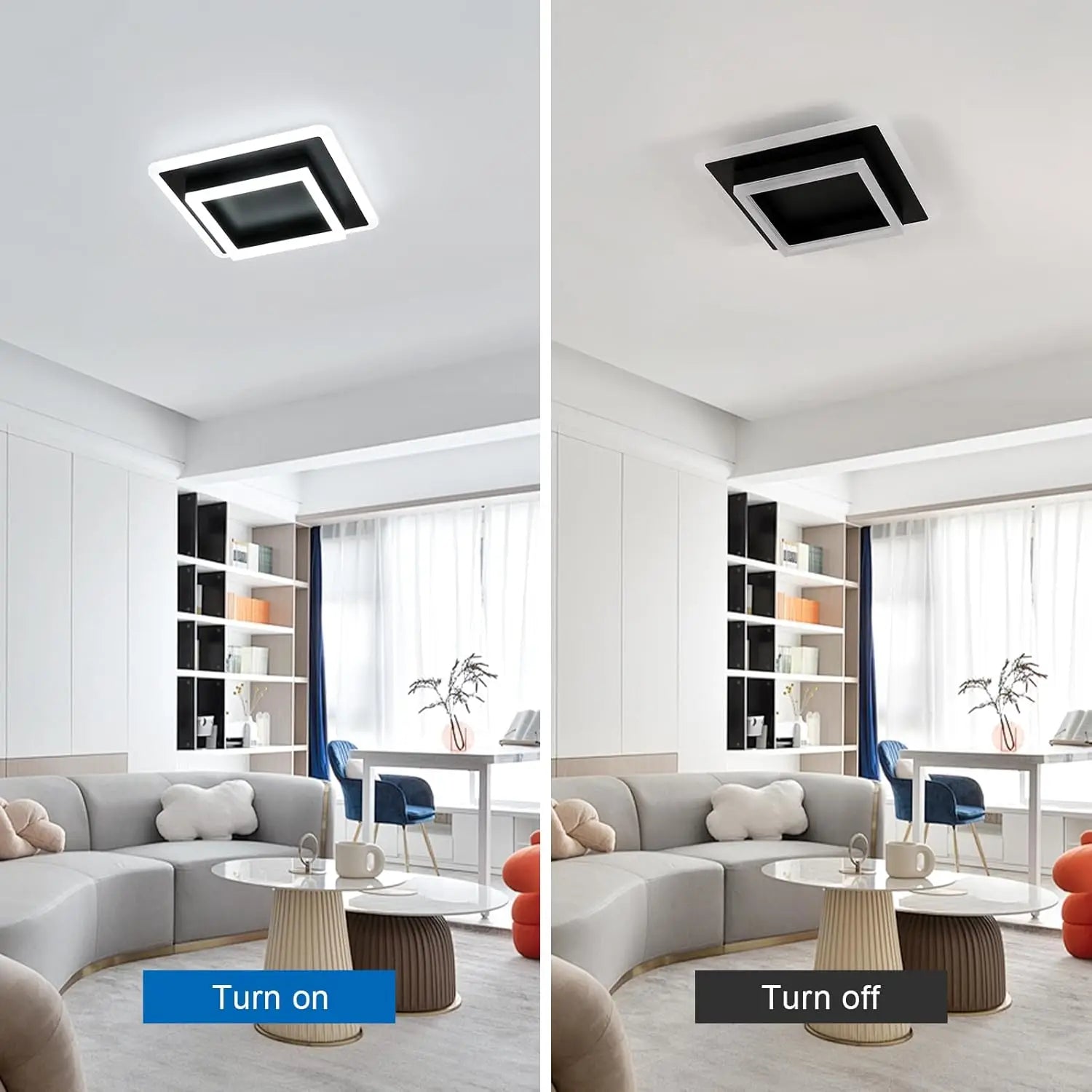 30W Black Square Acrylic Ceiling Lamp - 30CM