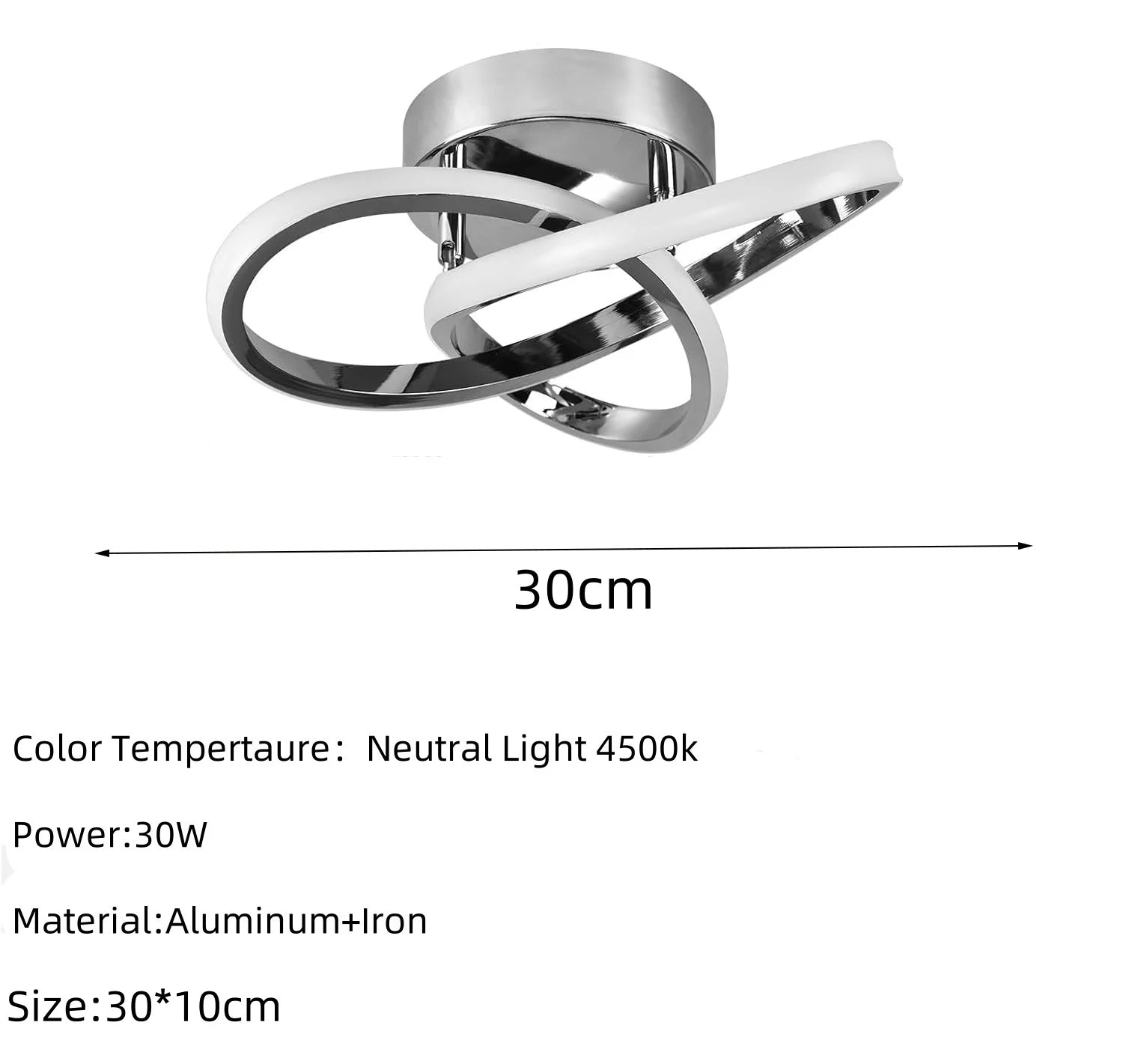 LED Ceiling Light with Curved Design, Warm, Neutral or Cool Light, 220V