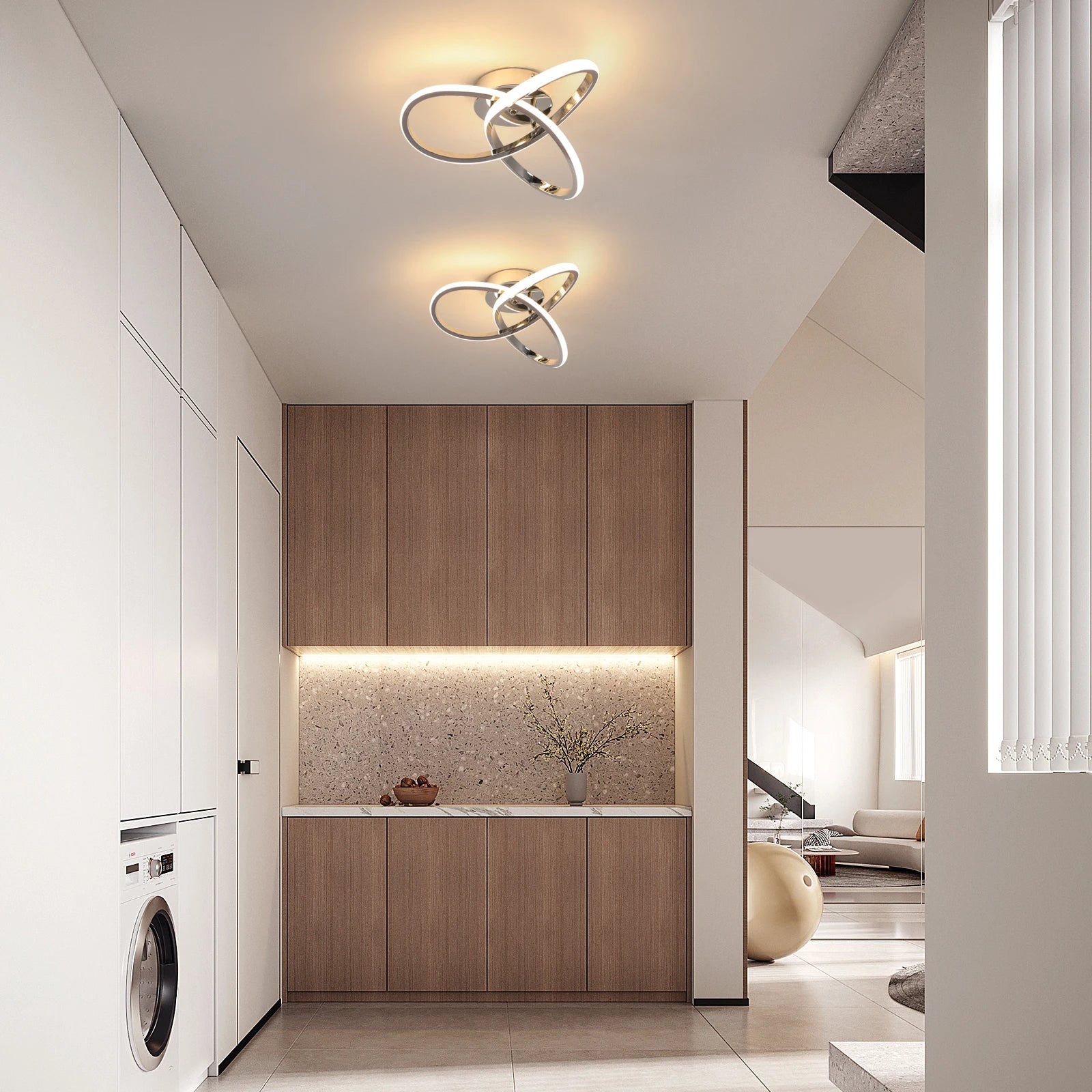 LED Ceiling Light with Curved Design, Warm, Neutral or Cool Light, 220V