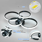 LED Dimmable Ceiling Light, 4-Ring 76W LED, Remote Control