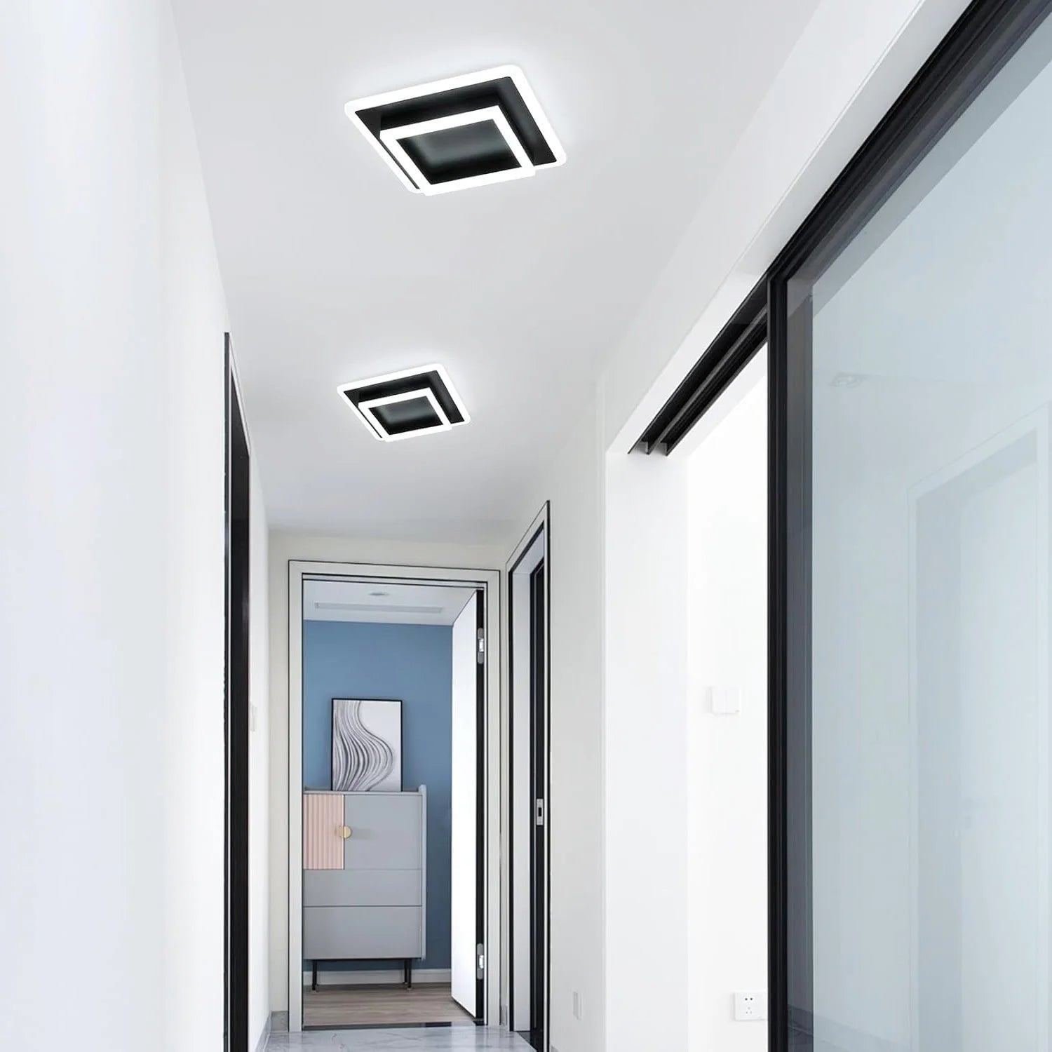 30W Black Square Acrylic Ceiling Lamp - 30CM