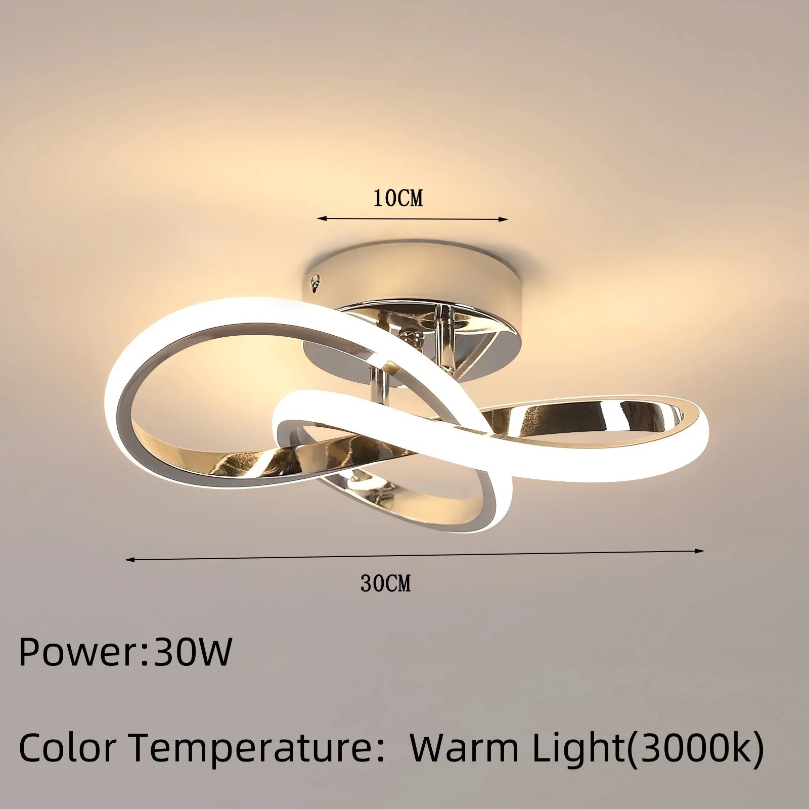 LED Ceiling Light with Curved Design, Warm, Neutral or Cool Light, 220V