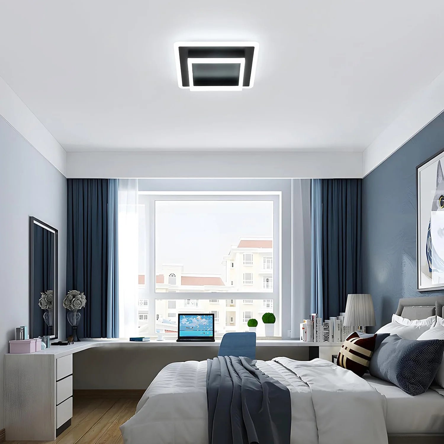 30W Black Square Acrylic Ceiling Lamp - 30CM