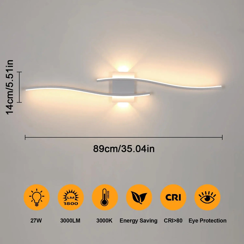 Aplica LED de interior 27W, design curbat, alb cald