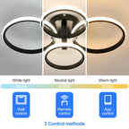 LED Dimmable Ceiling Light, 4-Ring 76W LED, Remote Control