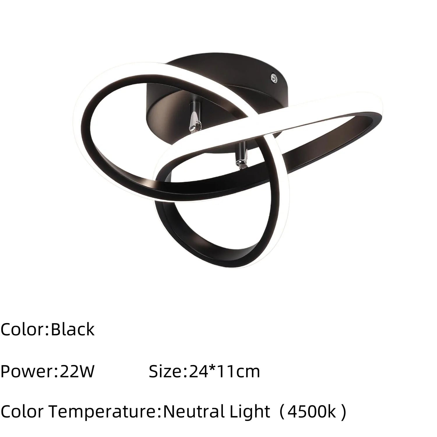 LED Ceiling Light with Curved Design, Warm, Neutral or Cool Light, 220V