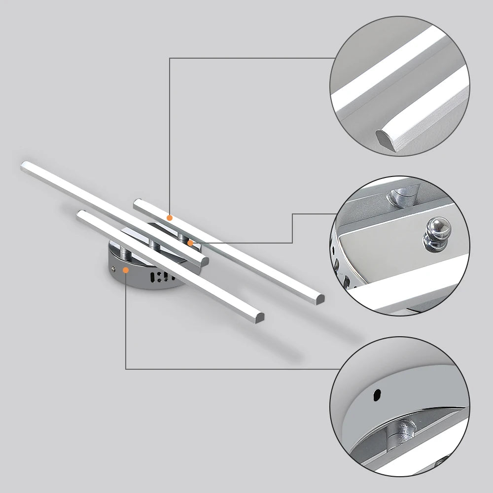 LED Ceiling Light 18W, Modern Silver Acrylic Aluminum, 6500K (Cool White)