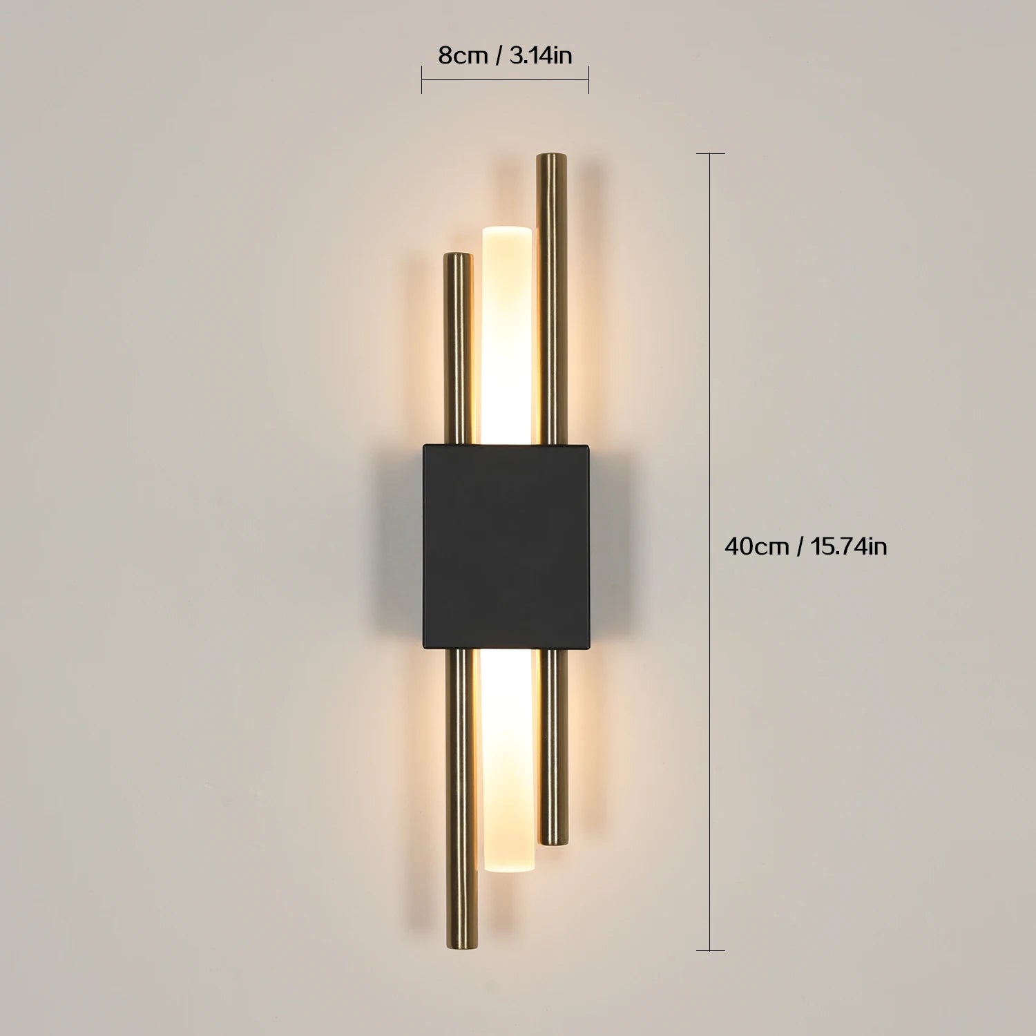 LED Wall Lights Indoor, 10W , Warm Light 3000K, Black Gold