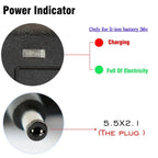42V 2A Smart Lithium Battery Charger - 5.5x2.1mm DC for 36V 10S 10AH/12AH/20AH Electric Cars, Hoverboards, and Balance Wheels (EU/US Plug)
