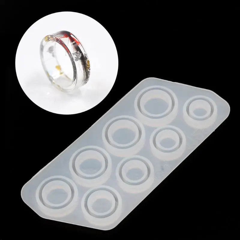 Set 8 Matrițe din Silicon pentru Inele – Turnare Rășină, Mărimi 14,4 x 6,4 cm