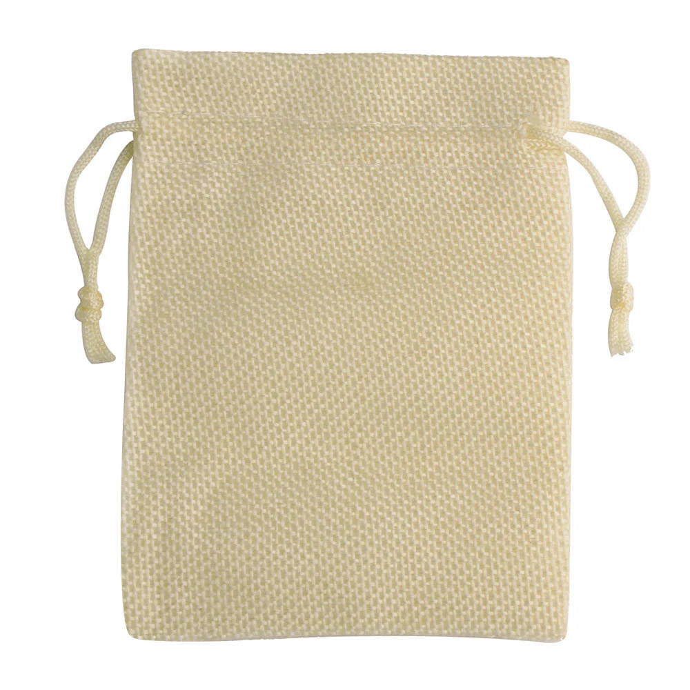 Set de 10 săculeți din pânză de sac naturală cu șnur