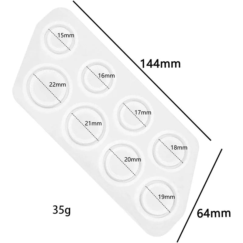 Set 8 Matrițe din Silicon pentru Inele – Turnare Rășină, Mărimi 14,4 x 6,4 cm