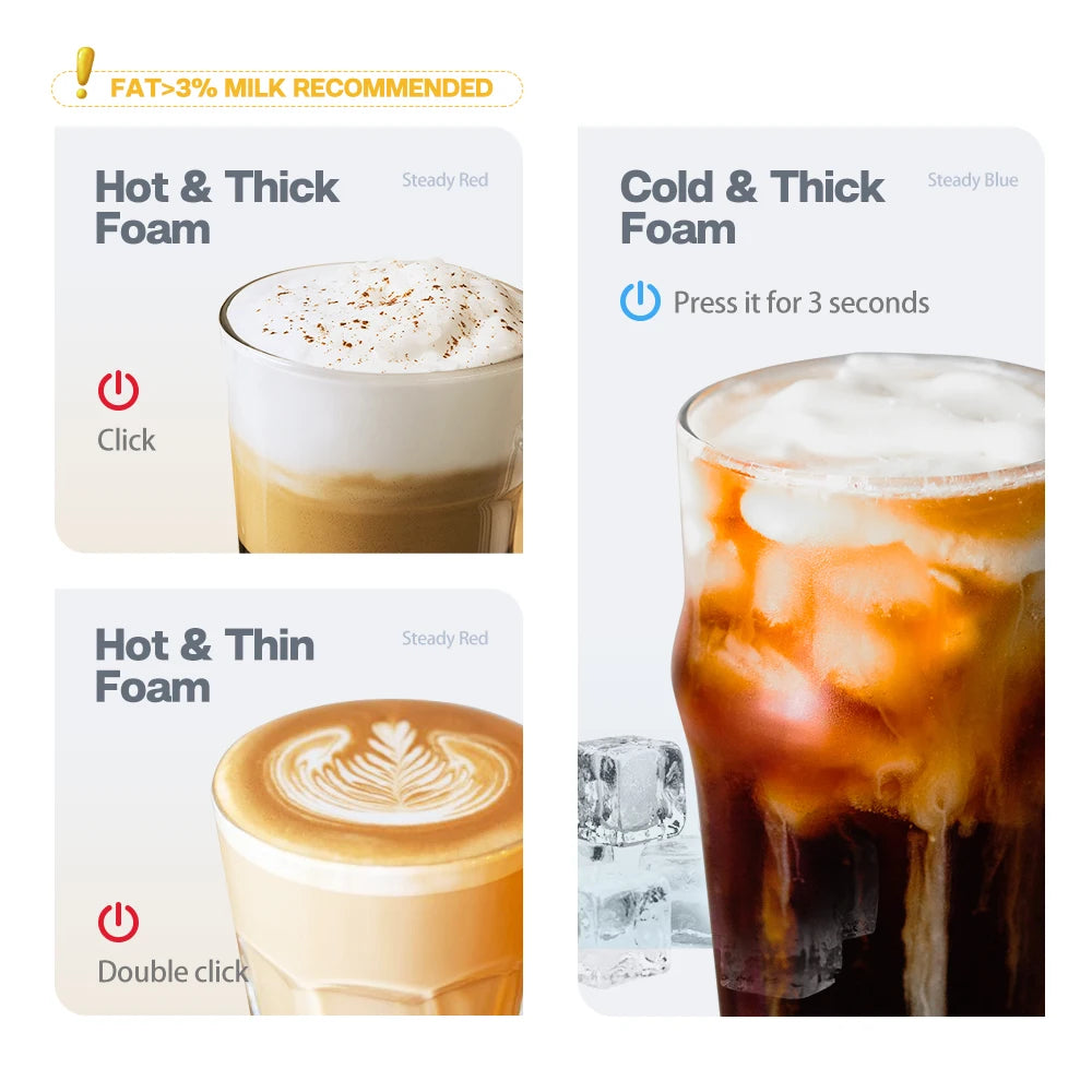 HiBREW Automatic Milk Frother - Cold/Hot Frothing Foamer for Latte, Cappuccino, and Hot Chocolate, Cool Touch Design, Model M1A