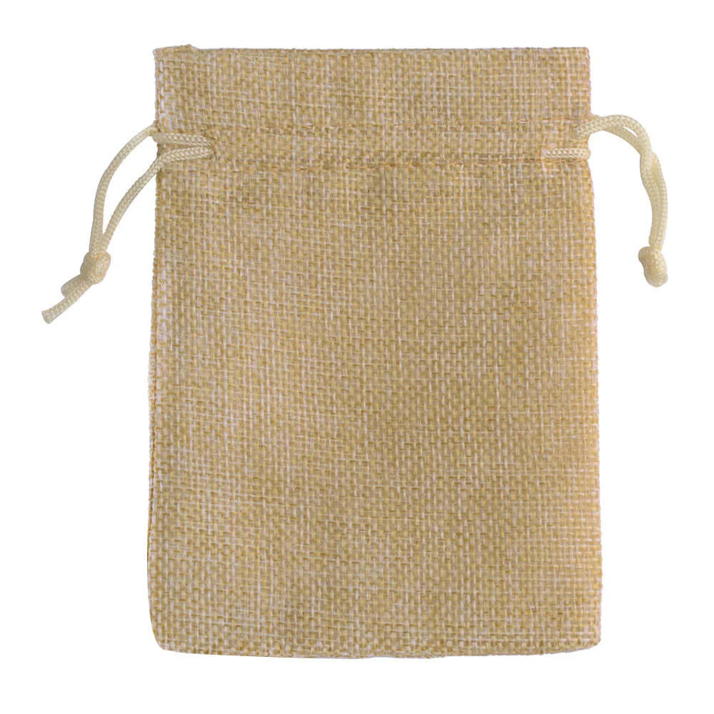 Set de 10 săculeți din pânză de sac naturală cu șnur