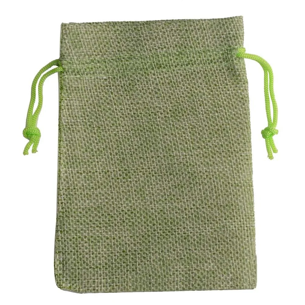 Set de 10 săculeți din pânză de sac naturală cu șnur
