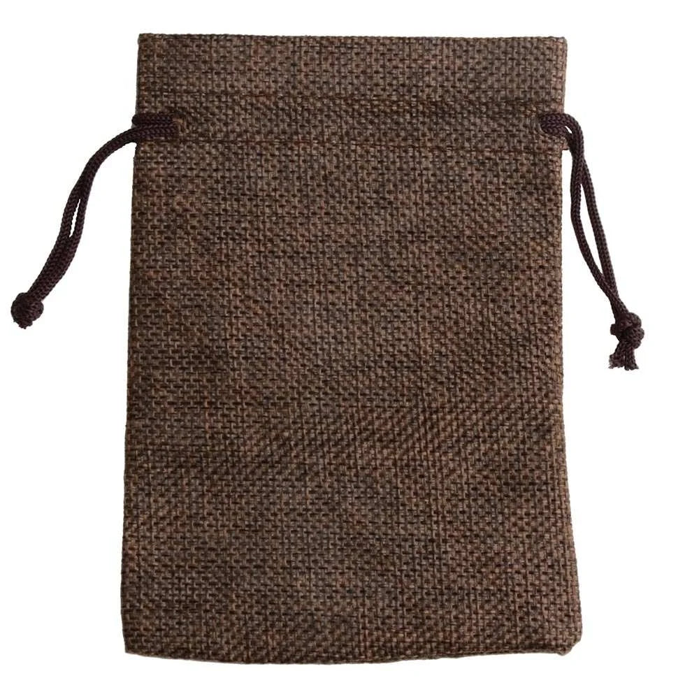 Set de 10 săculeți din pânză de sac naturală cu șnur