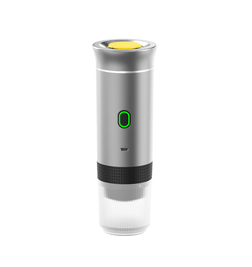 Aparat espresso USB Silver - Aparat de cafea portabil 3 în 1 pentru capsule și cafea măcinată, presiune 15 bar, încărcare tip C, ideal pentru acasă, camping și călătorii