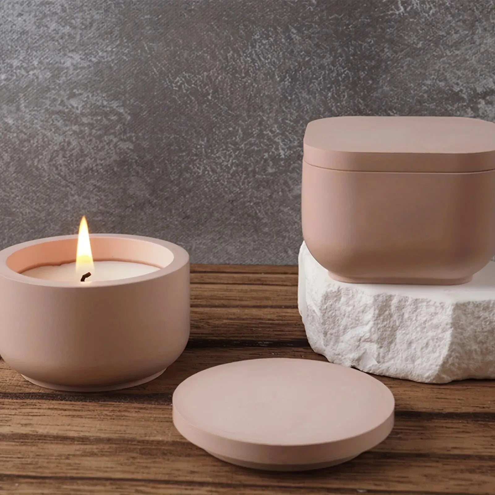 Candle Jar Silicone Mold with Lid - DIY Aroma Wax Jar Mold for Resin, Concrete, and Gypsum Crafts