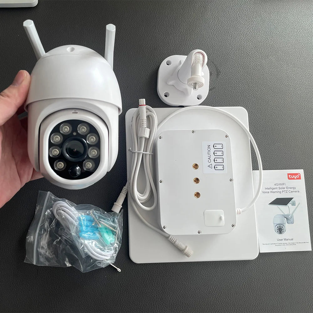 Tuya Smart 3MP Outdoor Camera, Solar-Powered, 10000mAh Battery, Human Detection, Auto Tracking, Wi-Fi, PTZ
