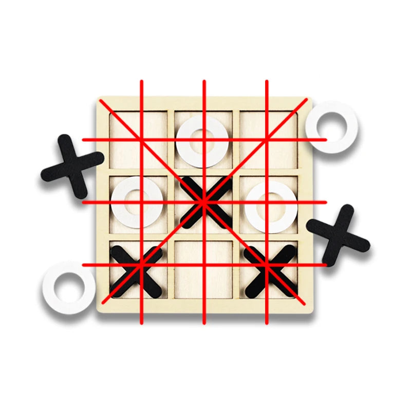 Wooden Tic Tac Toe Game - Brain Training Table Game for Kids, Montessori Educational Puzzle and Family Fun