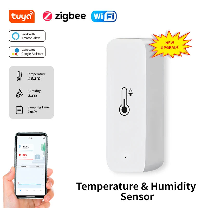Tuya WiFi/ZigBee Temperature & Humidity Sensor –  Alexa & Google Home