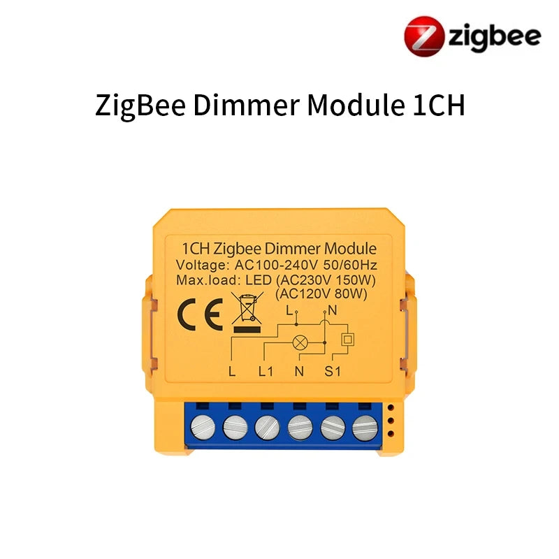 MIUCDA Tuya ZigBee Smart Dimmer Switch Module APP Remote Control 1/2 Gang Dimmer Light Switch Module Work With Alexa Google Home