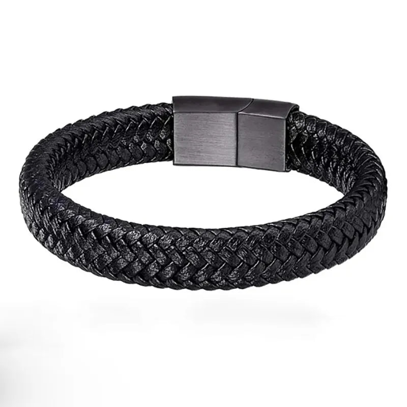 Brățară Magnetică din Piele PU pentru Bărbați – Stil Clasic și Elegant