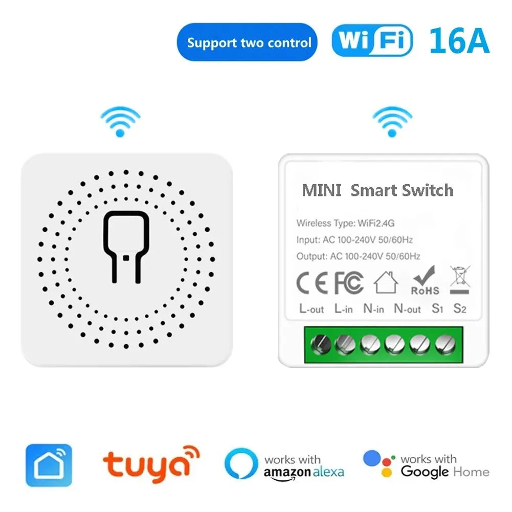 WiFi Mini Smart Switch – DIY 2-Way Control Module, Works with Alexa, Google Home