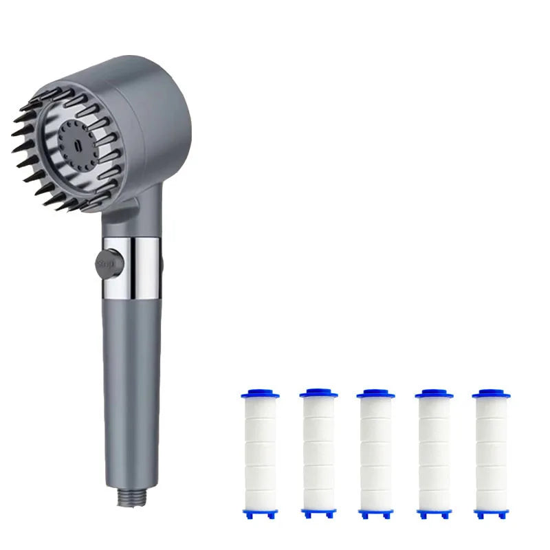 3-Speed Adjustable Shower Head with Filter - Portable Bathroom Showerhead with Massage Function, ABS Plastic, Includes Hose & Bracket
