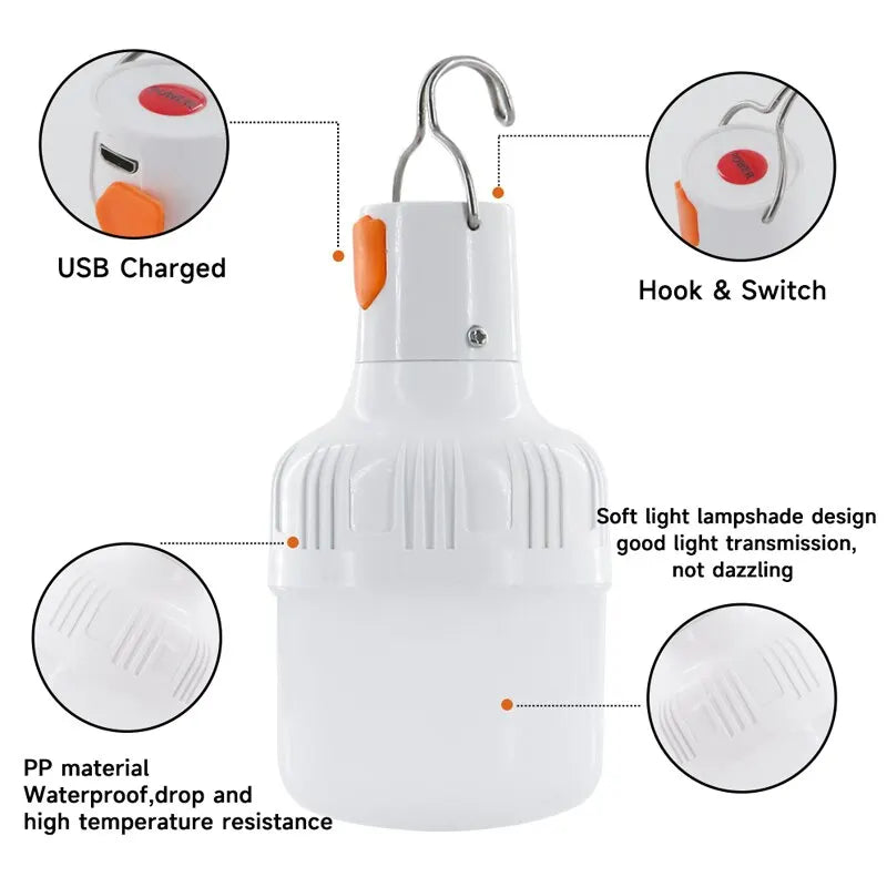 Bec LED portabil cu încărcare USB – Lumină de urgență cu intensitate mare