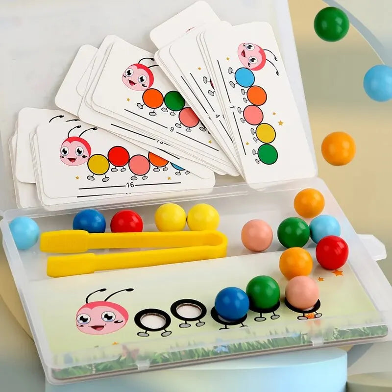 Jucărie de sortare a culorilor cu margele cu clip - Joc Montessori de îndemânare motrică fină pentru copii (vârste 3-12)