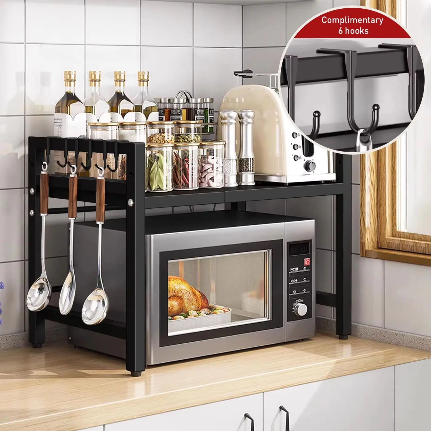 Organizator extensibil pentru rafturi pentru cuptor cu microunde (42-64 cm)